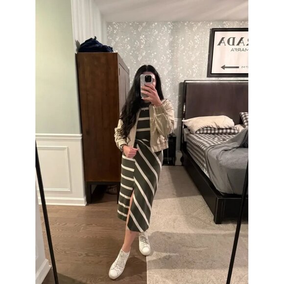Tanya Taylor Green Striped Cody Midi Dress  Size XS - Picture 7 of 10